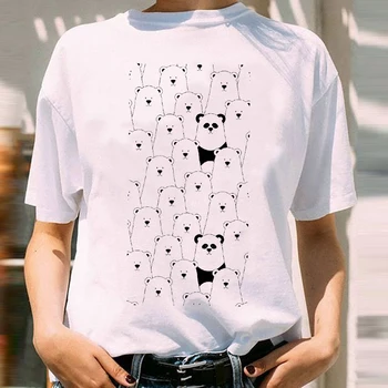 Ženske Grafični Panda Sweet Modni Ljubko Dekle Srčkan 90. letih Risanka Kratek Rokav Lady Tiskanja Ženska Oblačila Vrhovi Tees Tshirt T-Shirt