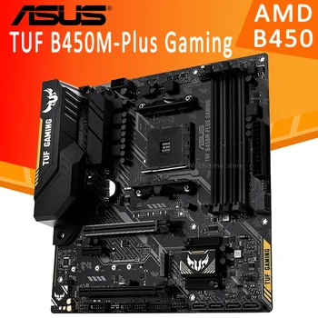 Stojalo AM4 Asus TUF B450M-PLUS IGRALNI matična plošča AMD Ryzen DDR4 128GB PCI-E 3.0 M. 2 SSD DVI M. 2 pogonu SSD, AMD B450 Placa-mãe AM4 RGB