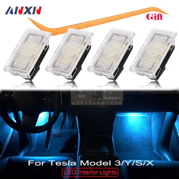 Za Tesla Model 3 Y S X Ultra svetle Notranjosti LED Osvetlitev Sijalke Kit Pribor Fit Prtljažnik, Frunk, Vrata, Mlaka, Stopala-Tudi Luči