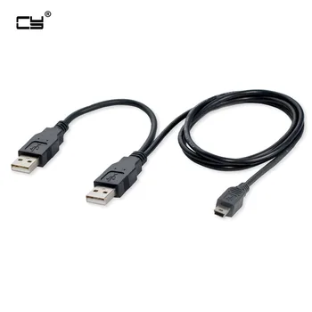 Novo Poklicno Dvojno USB 2.0 Vrste A do USB Mini 5-Pin Tip B x1 Y Podatki & Napajalni Kabel 70 cm
