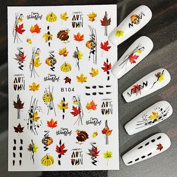 1Pcs Zahvalni Dan Nail Art Nalepke Turčija Bučna Maple Leaf Design Jeseni 3D Nalepke, Samolepilne Folijo Accesoires