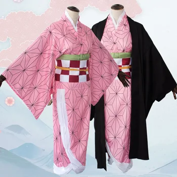 Anime Demon Slayer Cosplay Kimetsu Ne Yaiba Agatsuma Zenitsu Priložnostne Kul Ulične Tiskanje Japonski Kimono Kostum Unisex