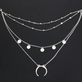 Evropski in Ameriški nakit ogrlica Steampunk choker okrogla luna obesek multi - layer žogo ogrlica Izjavo Ogrlica