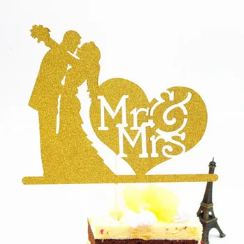1pc Mr & Mrs Ljubezen Poročna Torta Zastavo Pokrivalo Multi Barve Nevesta Torto Zastave Za Obletnico Poroke Stranka Torto Peko Dekor