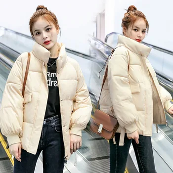 Bombaž-padded jakna ženske zimske 2021 novi korejski slog kratke oblazinjeni suknjič zgosti svoboden toplo jakno