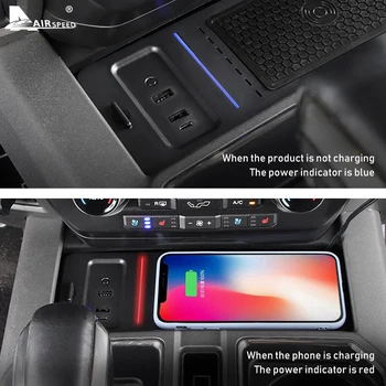 Avto Brezžični Polnilnik za Ford F150 Pribor 2016 2017 2018 2019 2020 Notranje zadeve Posebni Mobilni Telefon Hitro Polnjenje Tablice