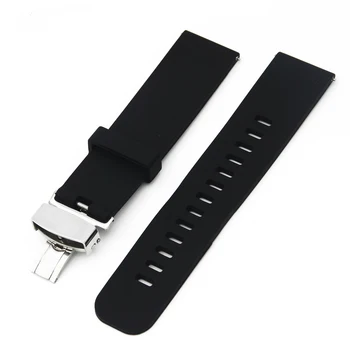 Silikonske Gume Watch Band 20 mm 22 mm za TAG Heuer Moški Ženske Skrite Zaponko Trak za Hitro Sprostitev Zapestje Zanke Pasu Zapestnica Črna