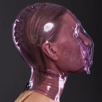 Seksi ročno ženske ženska unisex eksotičnih pregleden vijolično latex polno sapo luknjo dihalne maske cekc perilo enotna