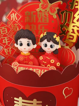 Rdeči Kitajski poročni Dekoracijo, nevesta, ženin metulj Torto Pokrivalo Valentinovo Stranka Dobave Peko Lepo Darila