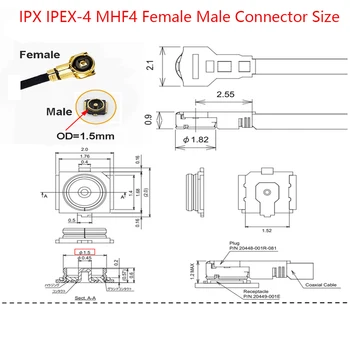 2PCS/veliko IPEX4 Kabel uFL u.FL IPX IPEX4 MHF4 Ženski SMA Ženski Antene WIFI RF Koaksialni Kabel RG1.13 Podaljšek Podaljšek Skakalec