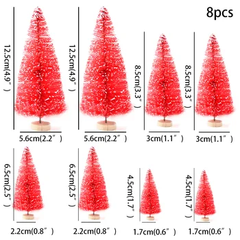 8PCS Multi Velikost Božič Mini Drevo Majhne Borovih Majhne Pisane Dreves za Božič Doma Namizno Dekoracijo Noel Stranka Darilo Ponudbe