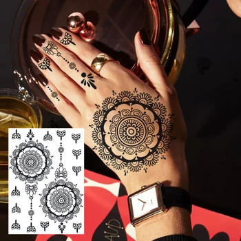GoldOcean Black Indijanci Pero Ženske Zapestje, Roko Tetovaže Nalepke Ponaredek Nepremočljiva Metulj Tatoo Tempaorary Telo Gleženj Tatto