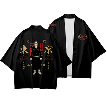 Anime Tokyo Revengers uhane, ogrlico, Cosplay T-shirt Plašč Draken Manji Banda za Poletje Haori Kimono Tee Moški Kratek rokav