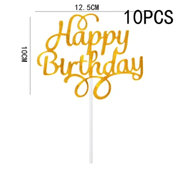 10PCS Happy Birthday/Božič/Poročna Torta Toppers, Bleščice Kartona Baby Tuš Otroci Pogodbenice Prednost Okraski Dobave