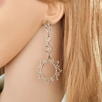 Bohemia Rose Zlata Geometrijo Uhani Za Ženske Sun Moon Izjavo Velik Padec Earing Indijski Nakit Oorbellen Pendientes Mujer Bijoux