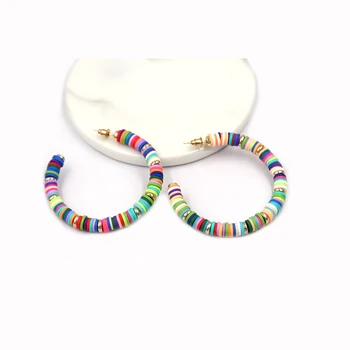 2020 Novo Plaži uhani multicolor Polkrogu C oblike keramičnih tonirana Mehko Keramični stud uhani za ženske
