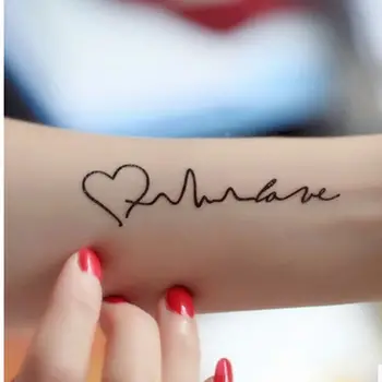Začasni tattoo, papir/ prst,roko,pas,vervel/elektrokardiograma srce/Nepremočljiva,prenos tetovaže