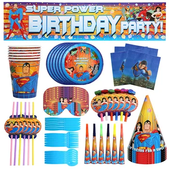Risanke za Otroke Superman Stranka Dobave Nastavite Super hero Party razpoložljivi namizna Otrok rojstni dan dekoracijo set