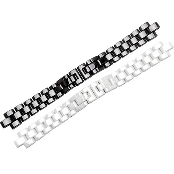 Pearl Keramični Watch band 7,5 mm 6 mm, Črno Bel Ljubitelje Zapestnica Zamenjava Pasu Za J12
