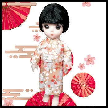 Nov 16 cm BJD Lutka 1/12 Oblačila Dodatki Kitajski Kostum Simulacije Etnične Slog Kimono Oblačila DIY Obleko Gor Dekle Igrača Darilo