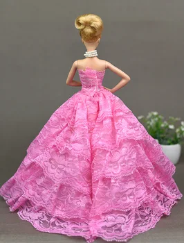 Hot Pink Rose Saten Čipke Obleke Obleko / Poroka Stranka Obleko Oblačila Za 1/6 Barbie Xinyi Kurhn FR Lutka