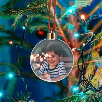Božič Prozorno Plastično Visi Fotografija Petimi zvezdicami Okroglo Žogo DIY Valentinovo, Božična Drevesa Visi Dekor Za Otroke Darila